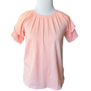 Silver Jeans Co Light Pink Women’s Cotton Tee Top with Raffle Sleeves M / 10